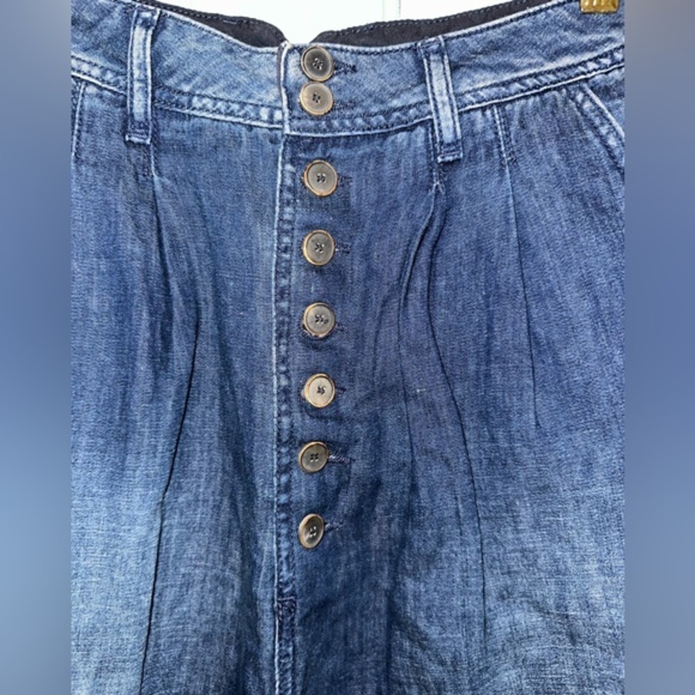 ZARA High Rise 8 Button Fly Cotton Linen Blend Slouchy Jeans Size 4 - Picture 3 of 3